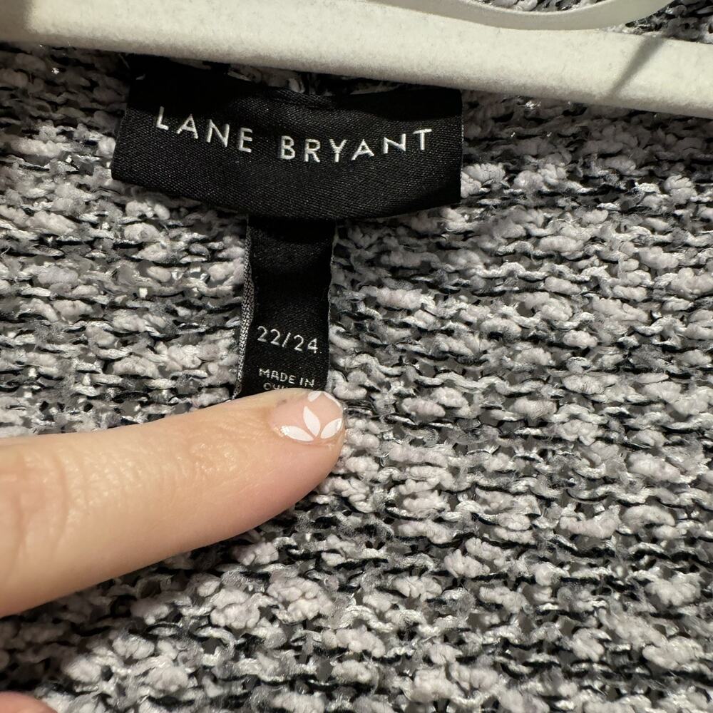 Lane Bryant Marled Knit Cardigan Sweater Black White Longline Plus Size 22/24 - Picture 4 of 5